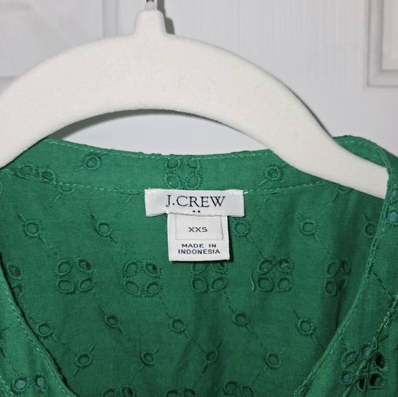 J. Crew Vibrant Green XXS Eyelet Button Down Midi Dress - Picture 3 of 7